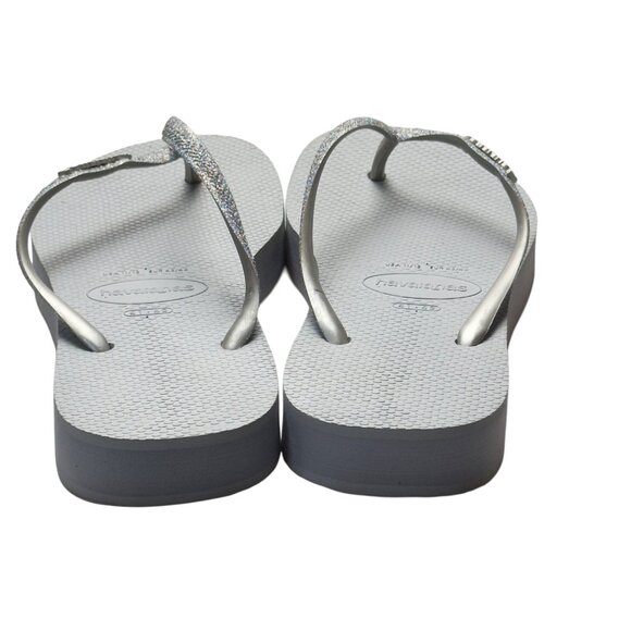 Women’s Shoes HAVAIANAS Gray Flip Flops Flat Rubber Glitter Straps Size Eu 41/44 - Picture 3 of 10